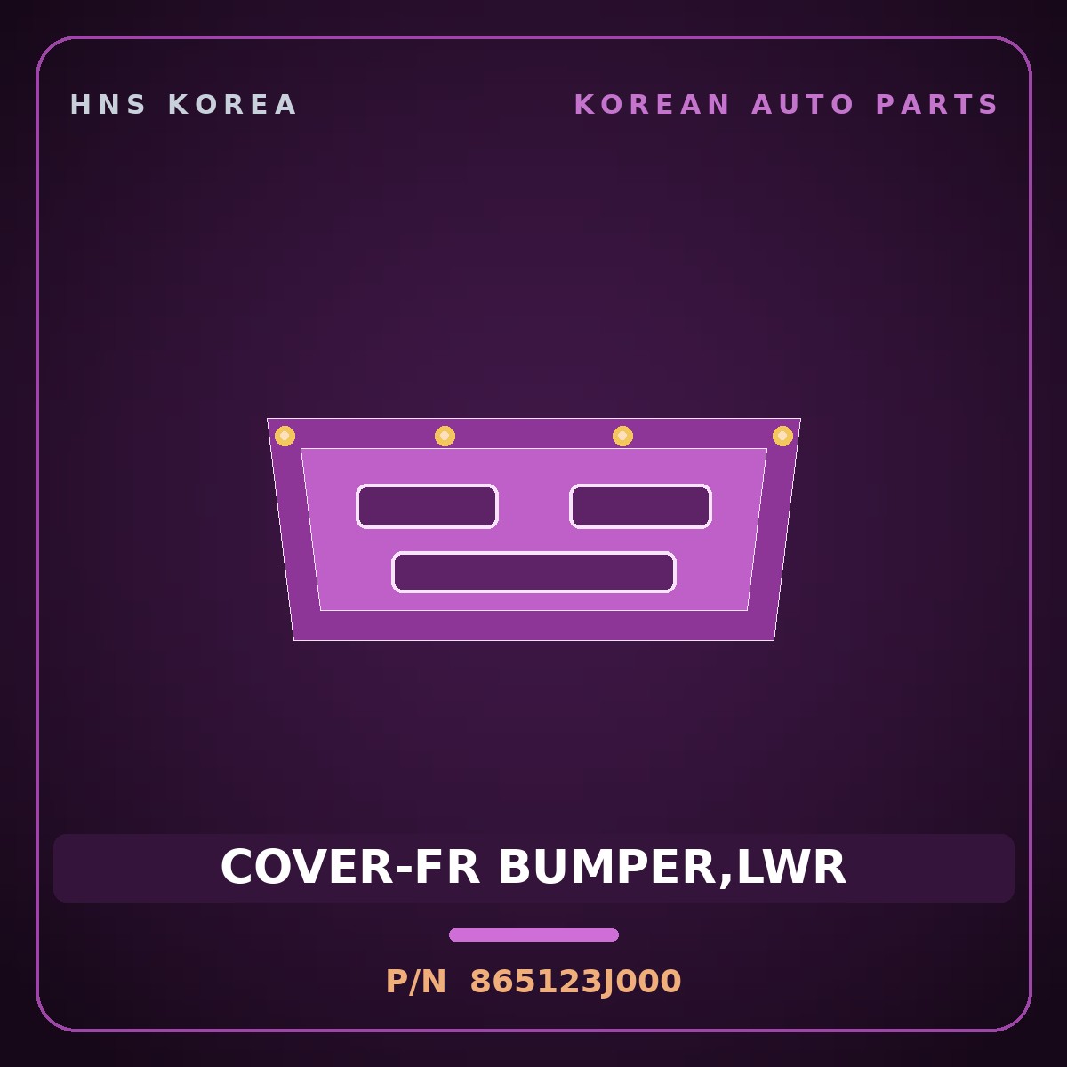 Genuine Mobis COVER-FR BUMPER,LWR 865123J000 for Veracruz 2006 HNS Parts Korea