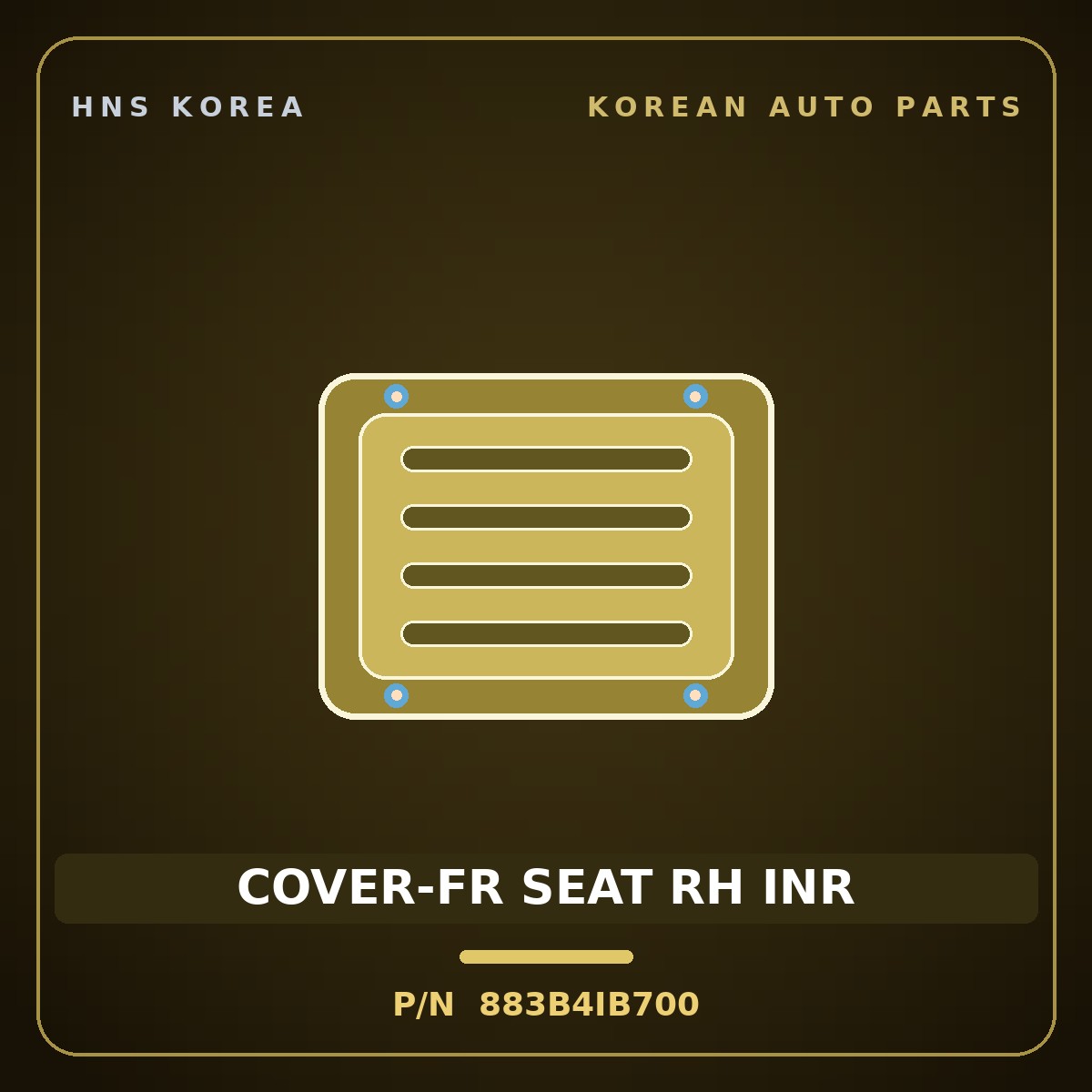 Genuine Mobis COVER-FR SEAT RH INR 883B4IB700 for Avante 2021 HNS Parts Korea