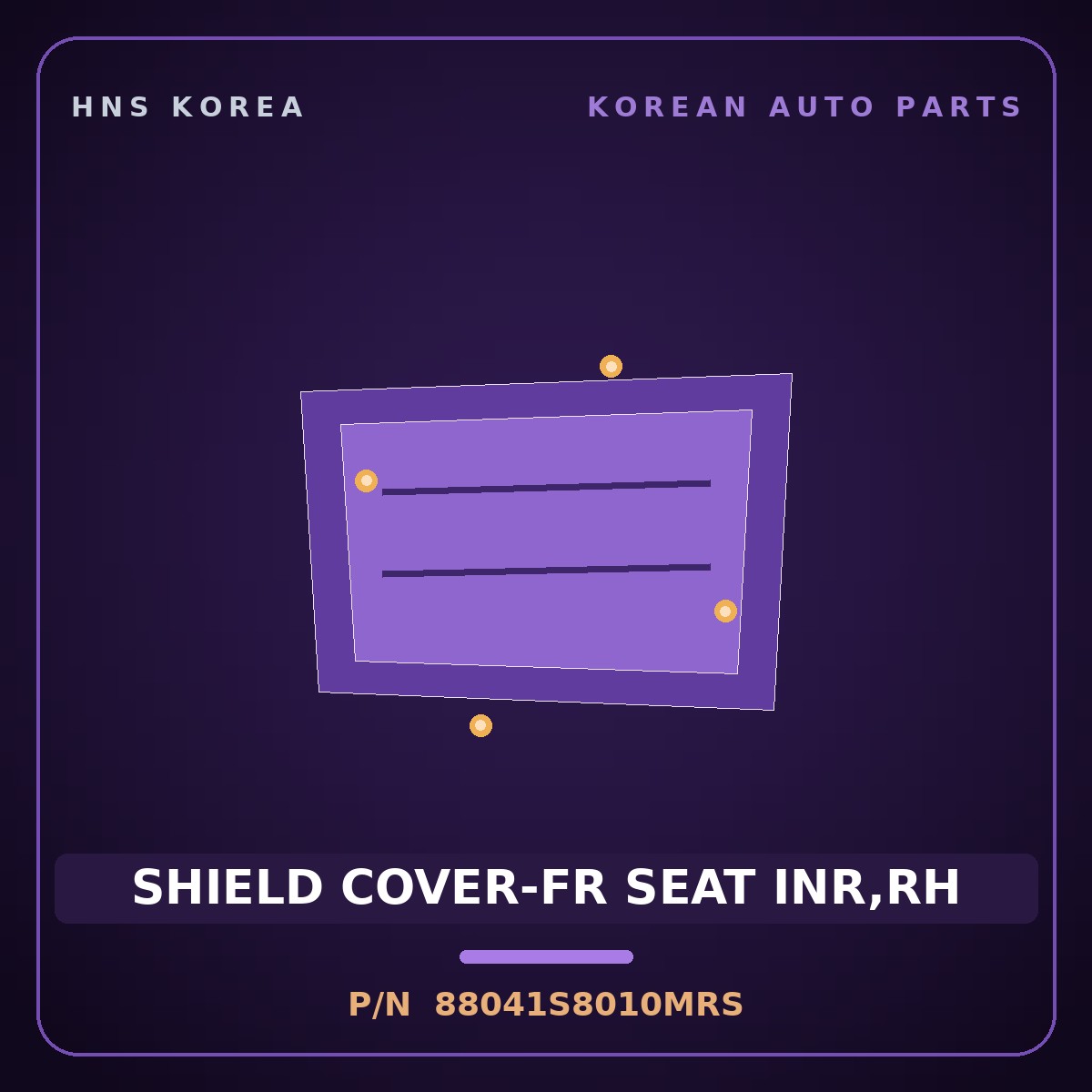 Genuine Mobis SHIELD COVER-FR SEAT INR,RH 88041S8010MRS for Palisade 2019 HNS Parts Korea