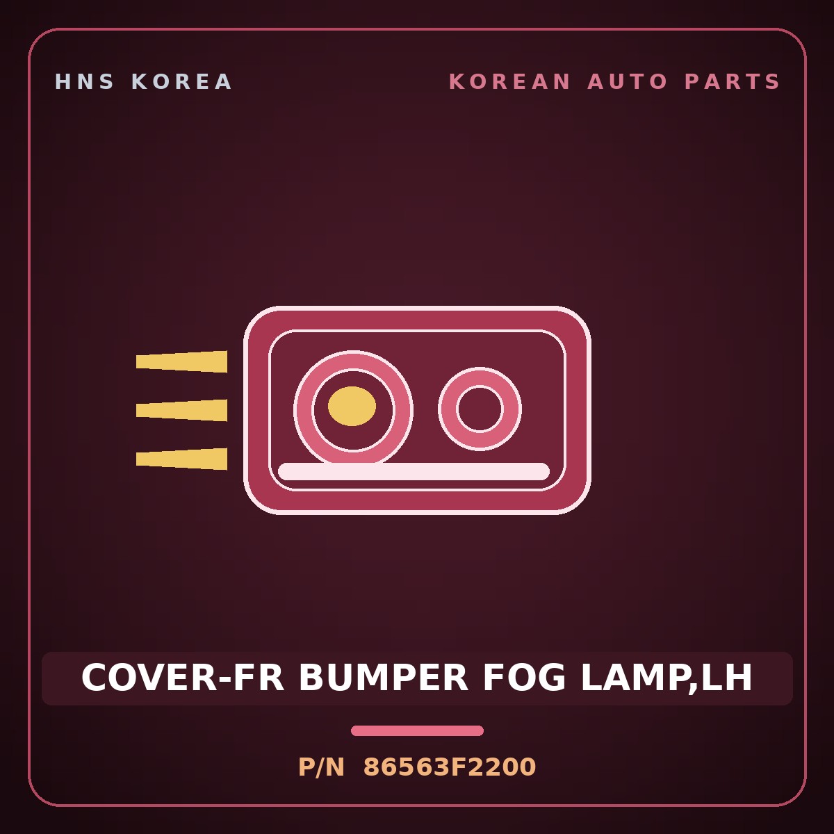 Genuine Mobis COVER-FR BUMPER FOG LAMP,LH 86563F2200 for Elantra 2016 HNS Parts Korea
