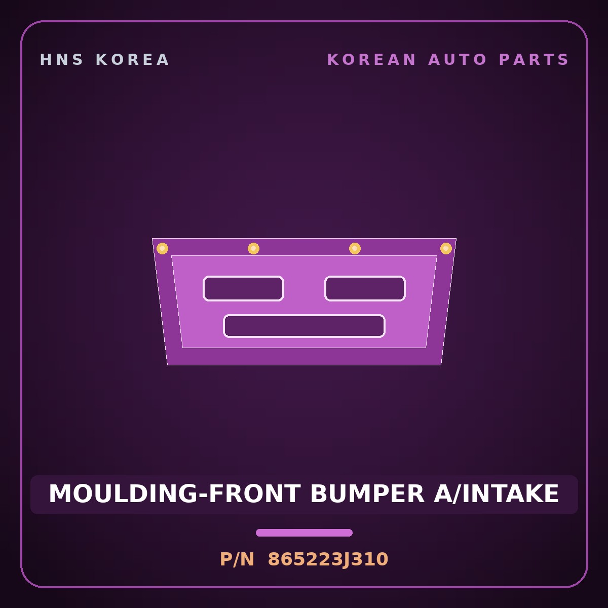 Genuine Mobis MOULDING-FRONT BUMPER A/INTAKE 865223J310 for Veracruz 2006 HNS Parts Korea