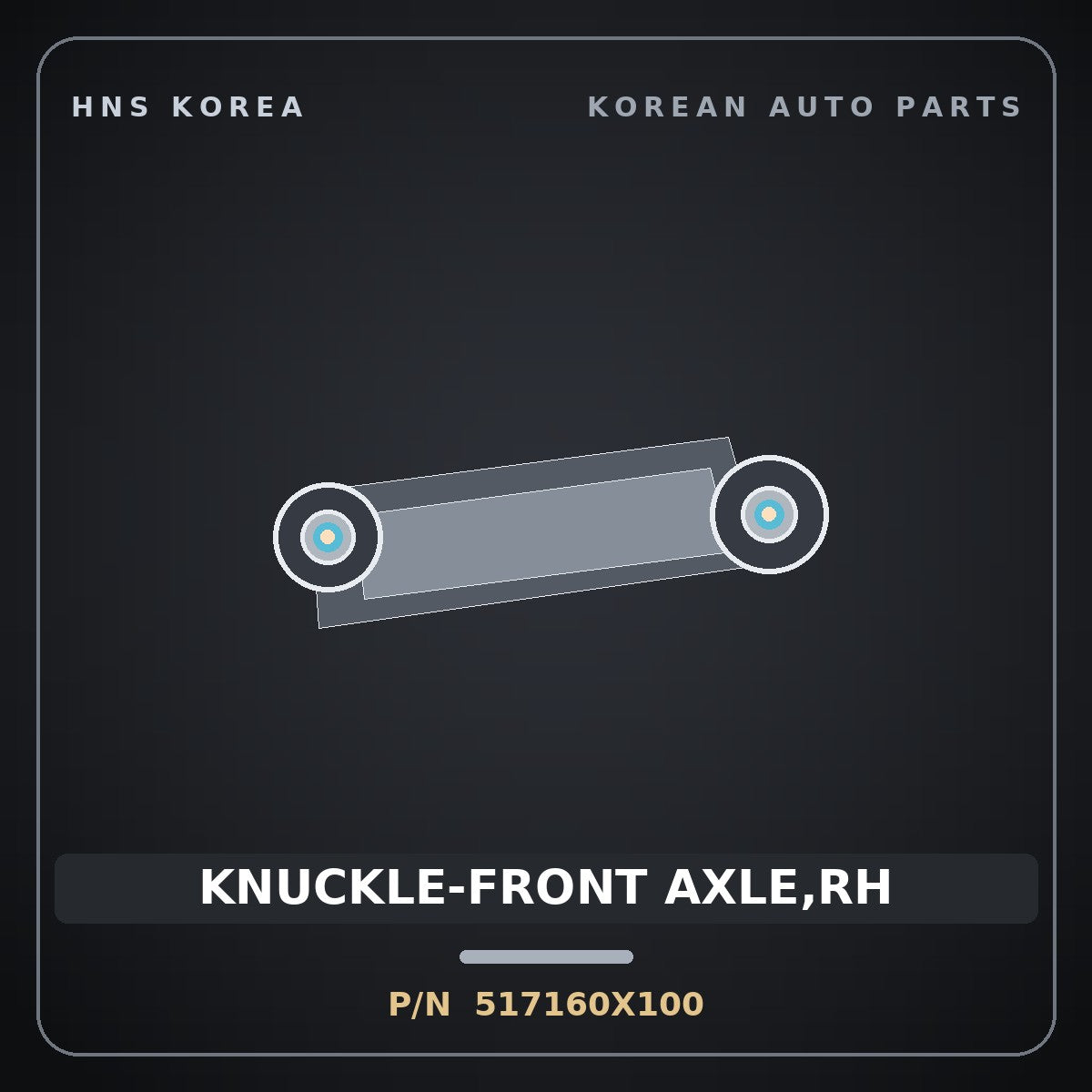Genuine Mobis KNUCKLE-FRONT AXLE,RH 517160X100 for BlueOn 2011 HNS Parts Korea