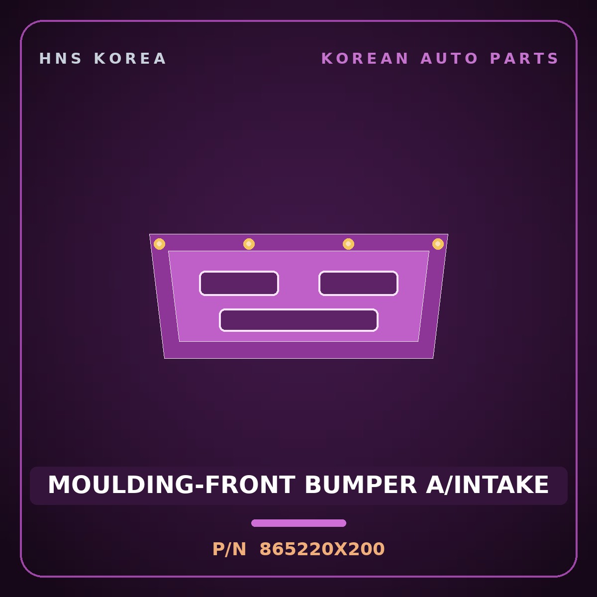 Genuine Mobis MOULDING-FRONT BUMPER A/INTAKE 865220X200 for BlueOn 2011 HNS Parts Korea