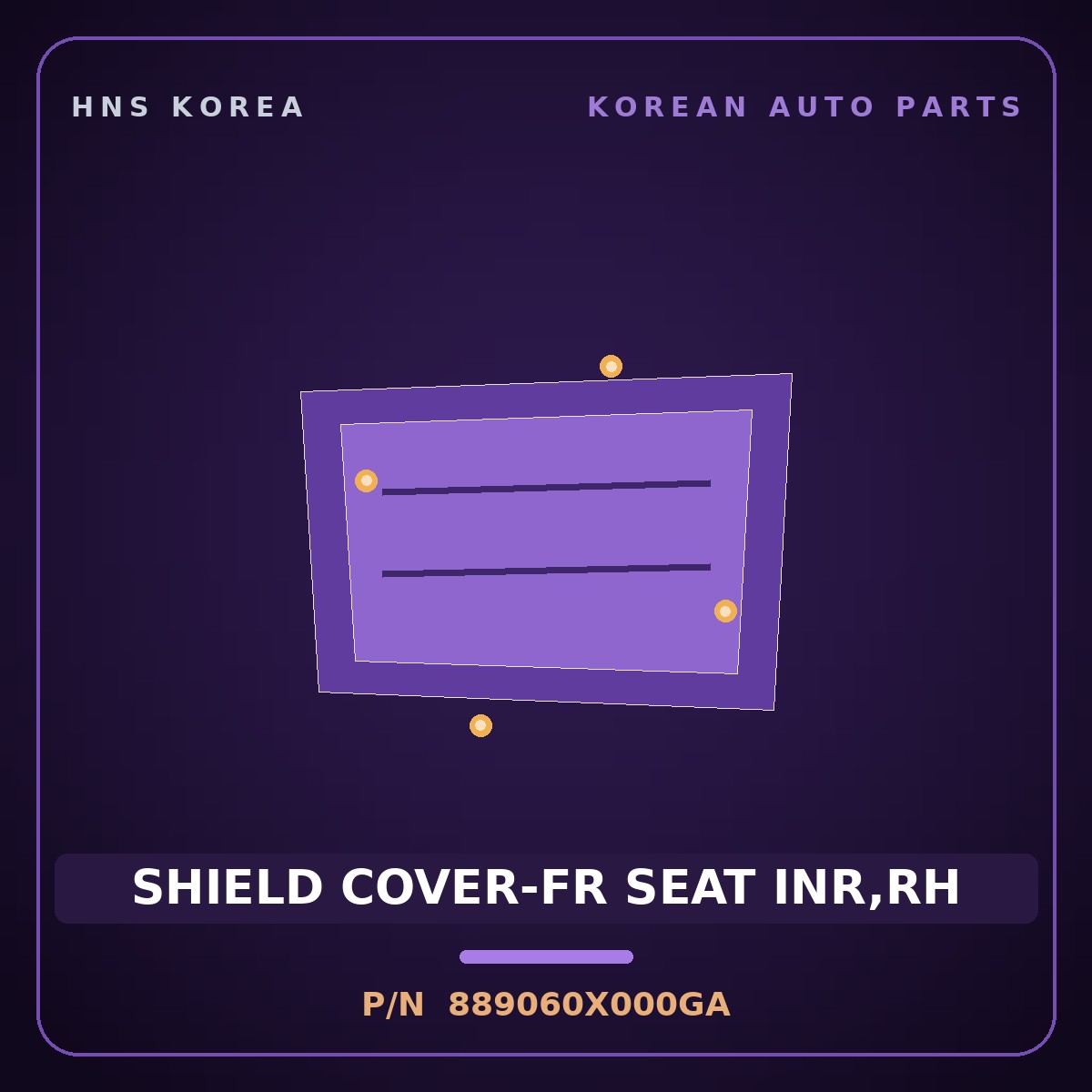 Genuine Mobis SHIELD COVER-FR SEAT INR,RH 889060X000GA for BlueOn 2011 HNS Parts Korea
