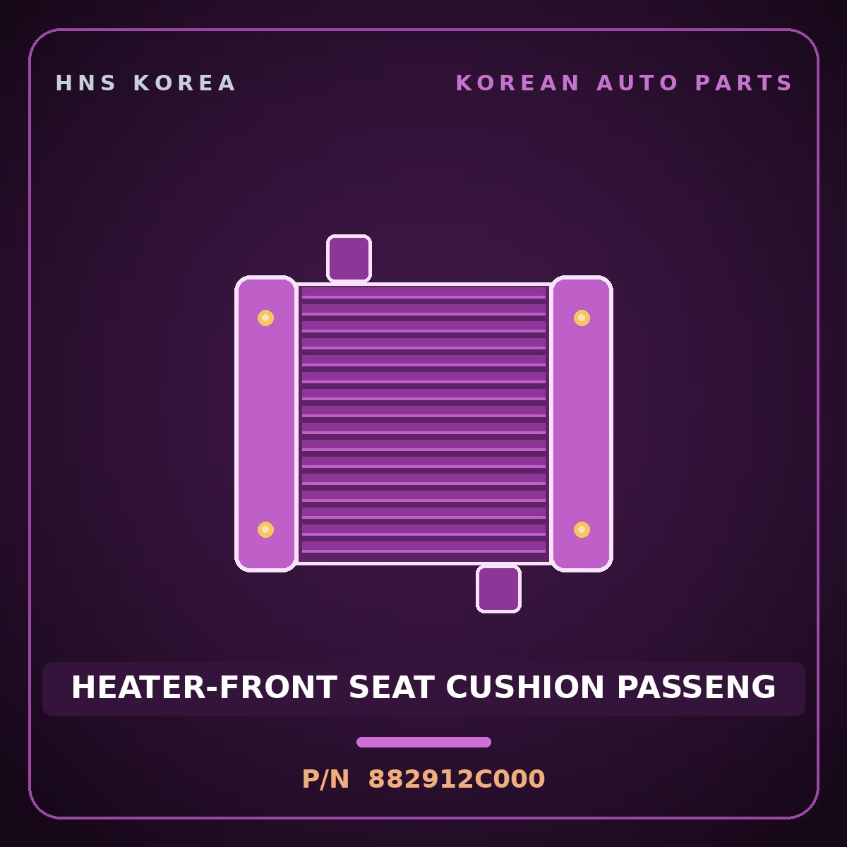 Genuine Mobis HEATER-FRONT SEAT CUSHION PASSENG 882912C000 for Tuscani 2006 HNS Parts Korea