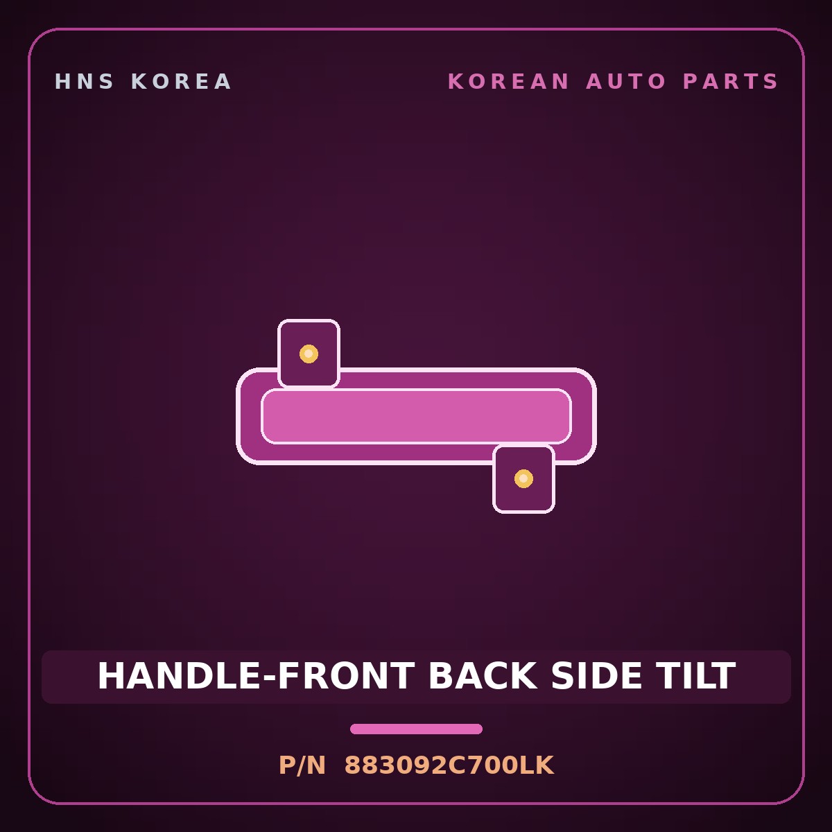 Genuine Mobis HANDLE-FRONT BACK SIDE TILT 883092C700LK for Tuscani 2006 HNS Parts Korea