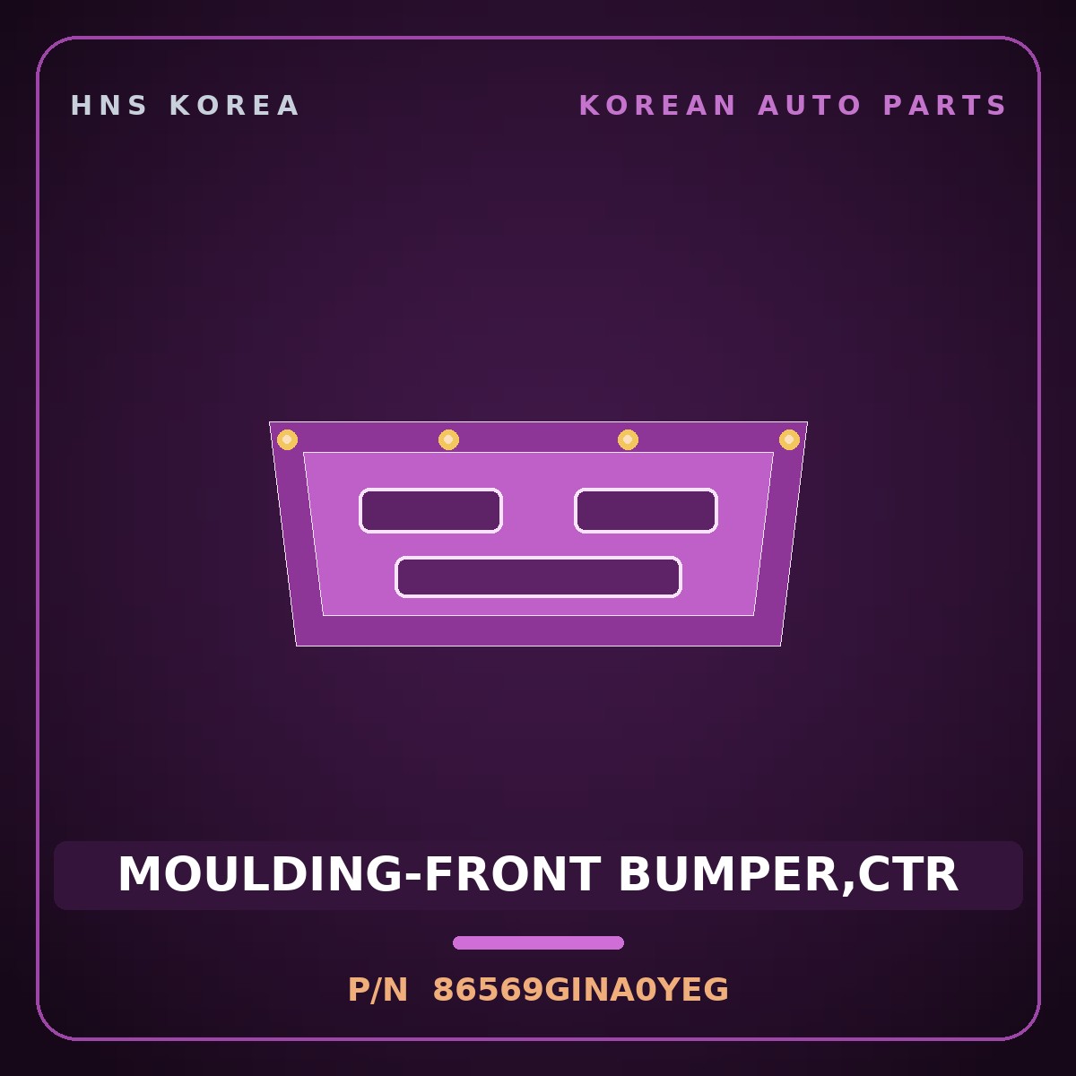 Genuine Mobis MOULDING-FRONT BUMPER,CTR 86569GINA0YEG for Ioniq 5 2024 HNS Parts Korea