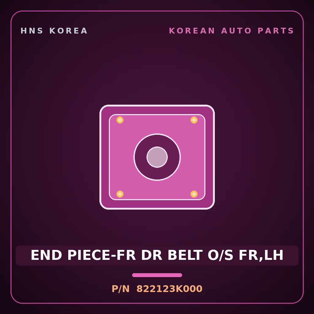 Genuine Mobis END PIECE-FR DR BELT O/S FR,LH 822123K000 for Sonata 2006 HNS Parts Korea