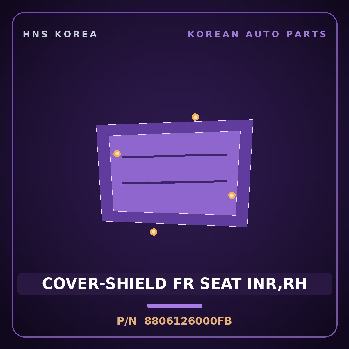 Genuine Mobis COVER-SHIELD FR SEAT INR,RH 8806126000FB for Santa Fe 2000 HNS Parts Korea