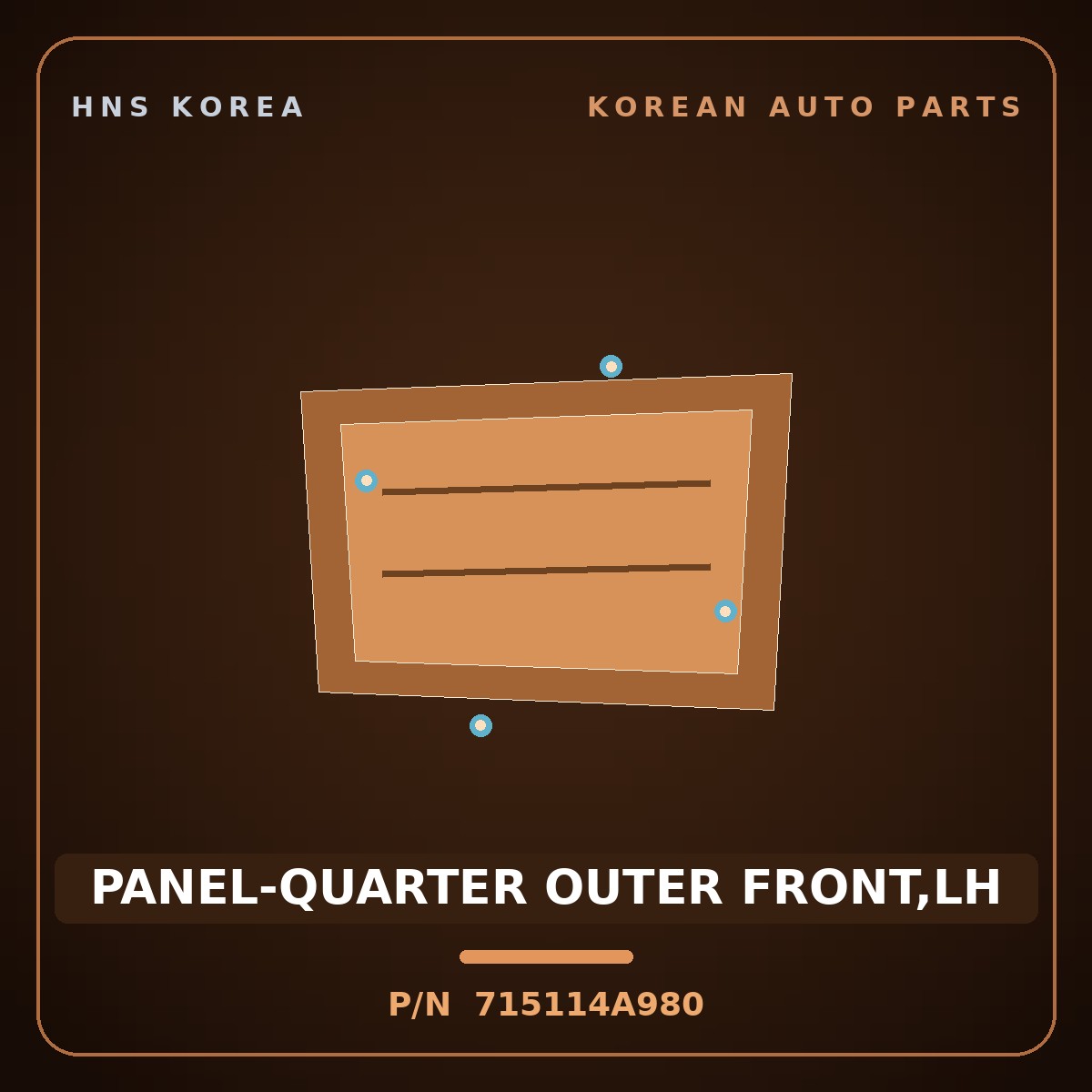 Genuine Mobis PANEL-QUARTER OUTER FRONT,LH 715114A980 for Grand Starex 1997 HNS Parts Korea