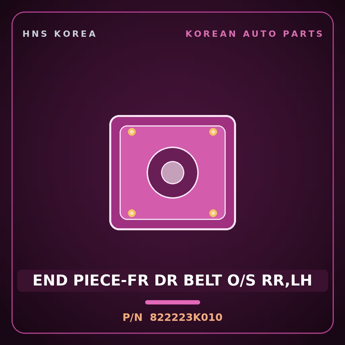 Genuine Mobis END PIECE-FR DR BELT O/S RR,LH 822223K010 for Sonata 2006 HNS Parts Korea