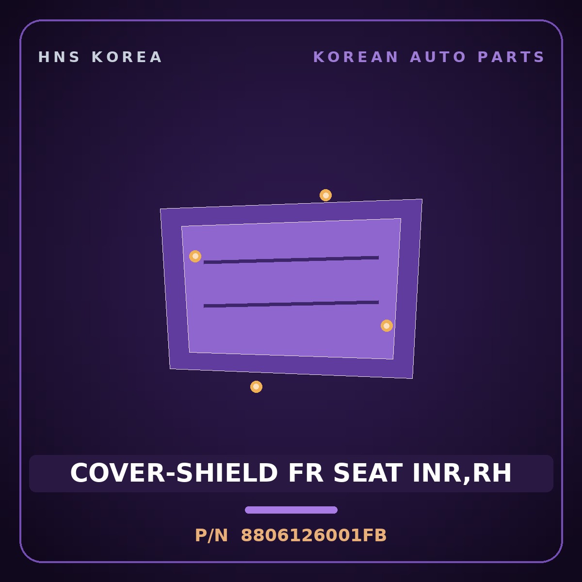 Genuine Mobis COVER-SHIELD FR SEAT INR,RH 8806126001FB for Santa Fe 2000 HNS Parts Korea
