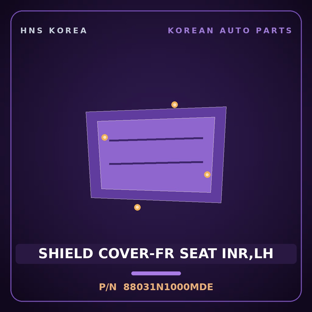 Genuine Mobis SHIELD COVER-FR SEAT INR,LH 88031N1000MDE for Grandeur 2023 HNS Parts Korea