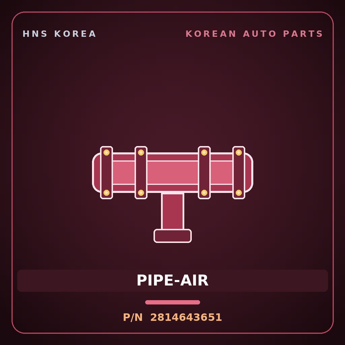 Genuine Mobis PIPE-AIR 2814643651 for Grand Starex 1997 HNS Parts Korea