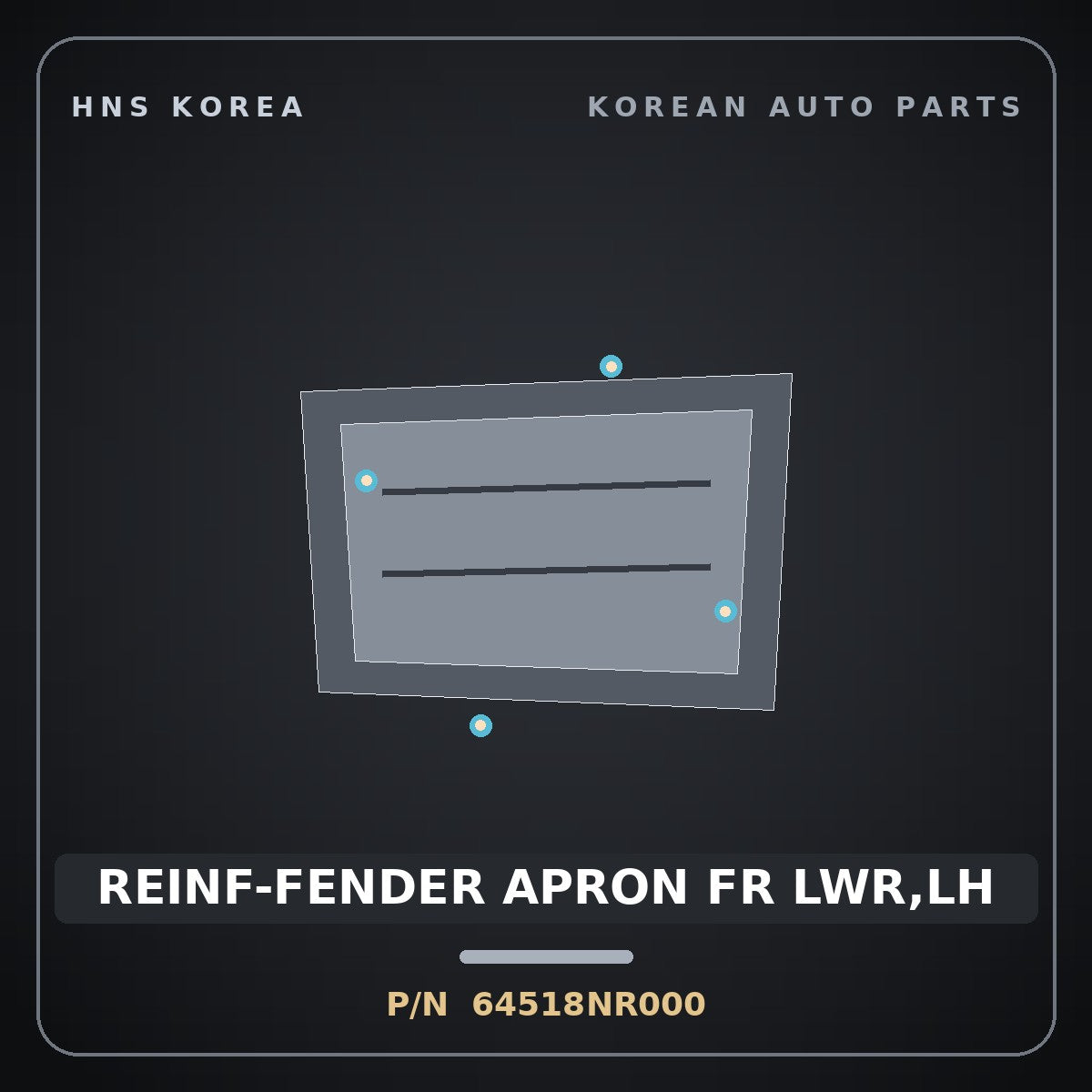 Genuine Mobis REINF-FENDER APRON FR LWR,LH 64518NR000 for Tucson 2026 HNS Parts Korea