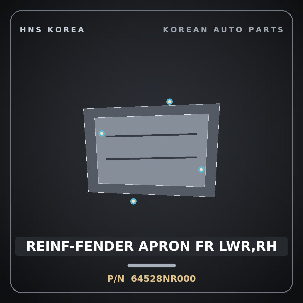 Genuine Mobis REINF-FENDER APRON FR LWR,RH 64528NR000 for Tucson 2026 HNS Parts Korea