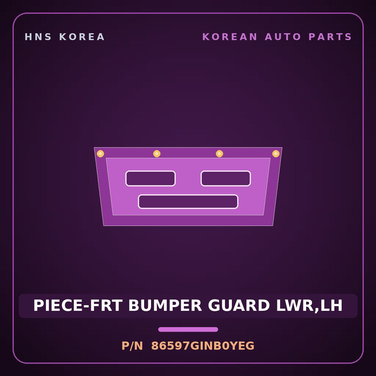 Genuine Mobis PIECE-FRT BUMPER GUARD LWR,LH 86597GINB0YEG for Ioniq 5 2024 HNS Parts Korea