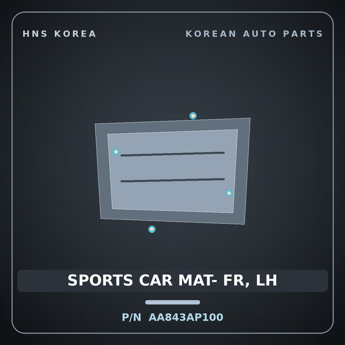 Genuine Mobis SPORTS CAR MAT- FR, LH AA843AP100 for Avante 2020 HNS Parts Korea