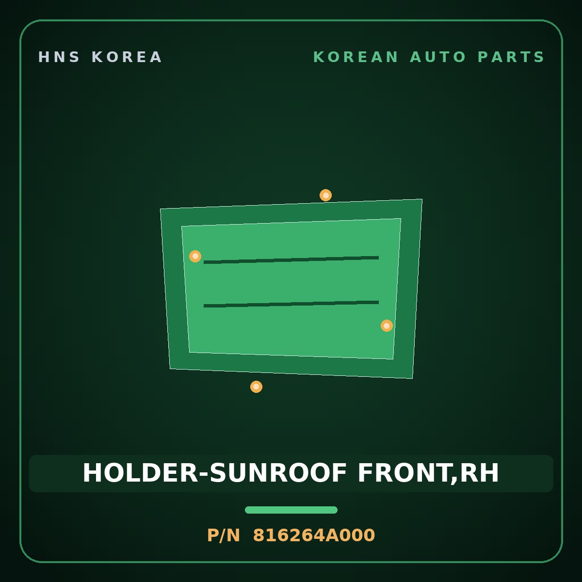 Genuine Mobis HOLDER-SUNROOF FRONT,RH 816264A000 for Grand Starex 1997 HNS Parts Korea