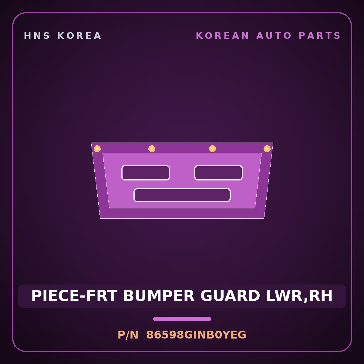 Genuine Mobis PIECE-FRT BUMPER GUARD LWR,RH 86598GINB0YEG for Ioniq 5 2024 HNS Parts Korea