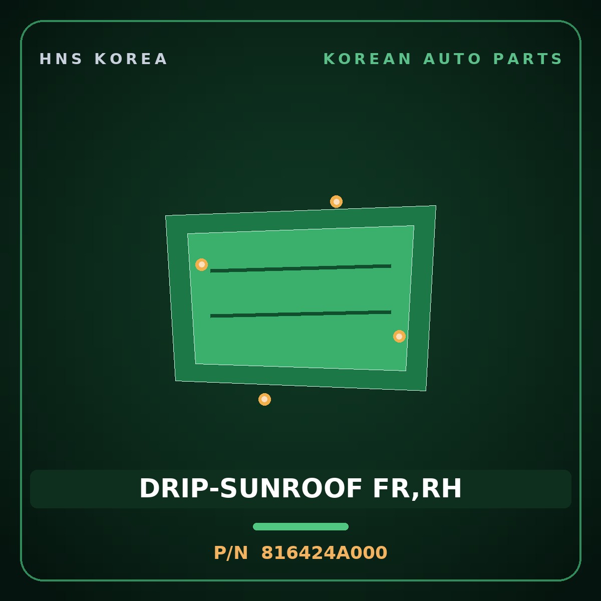 Genuine Mobis DRIP-SUNROOF FR,RH 816424A000 for Grand Starex 1997 HNS Parts Korea