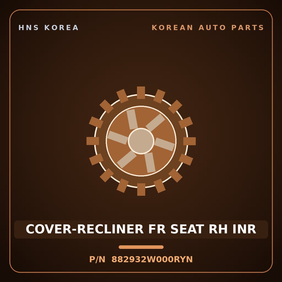 Genuine Mobis COVER-RECLINER FR SEAT RH INR 882932W000RYN for Maxcruz 2012 HNS Parts Korea