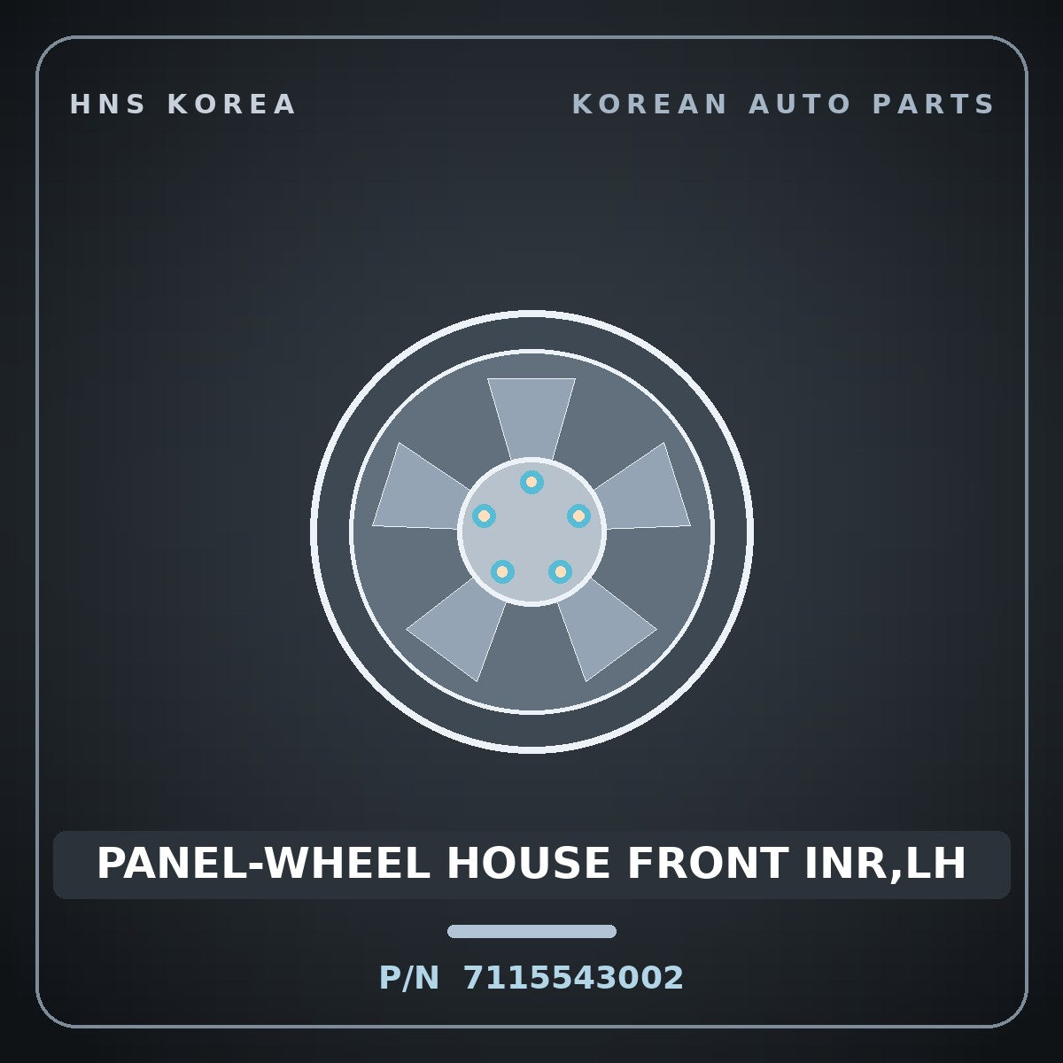 Genuine Mobis PANEL-WHEEL HOUSE FRONT INR,LH 7115543002 for Grace 1995 HNS Parts Korea