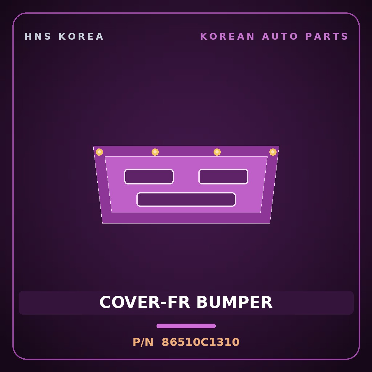Genuine Mobis COVER-FR BUMPER 86510C1310 for Sonata 2014 HNS Parts Korea