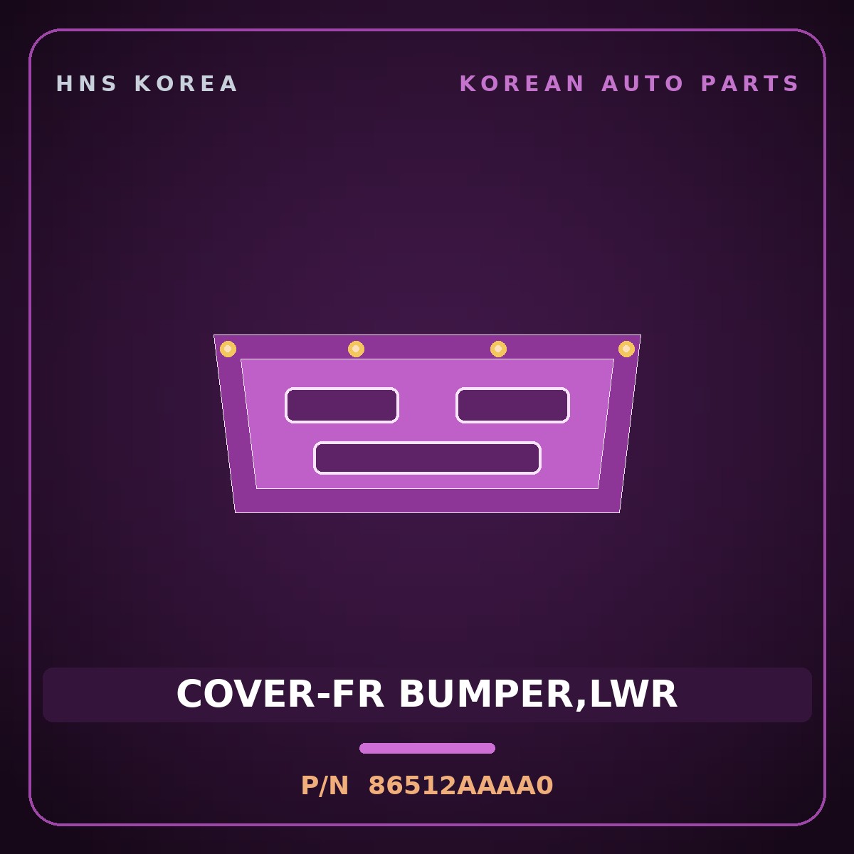 Genuine Mobis COVER-FR BUMPER,LWR 86512AAAA0 for Avante 2023 HNS Parts Korea