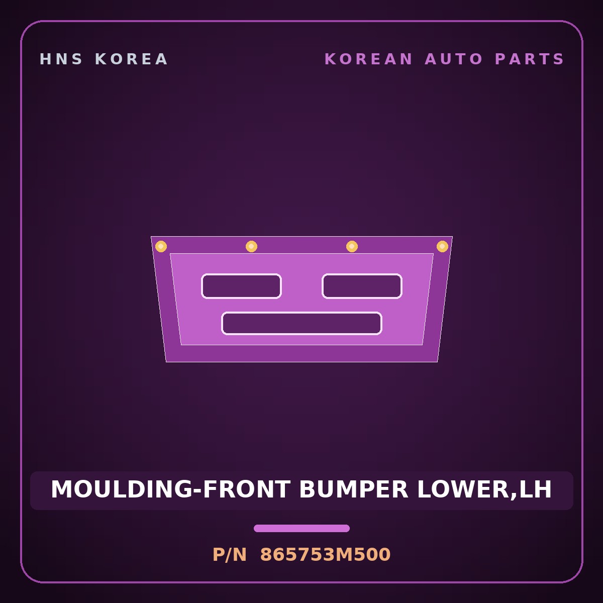 Genuine Mobis MOULDING-FRONT BUMPER LOWER,LH 865753M500 for Genesis 2007 HNS Parts Korea