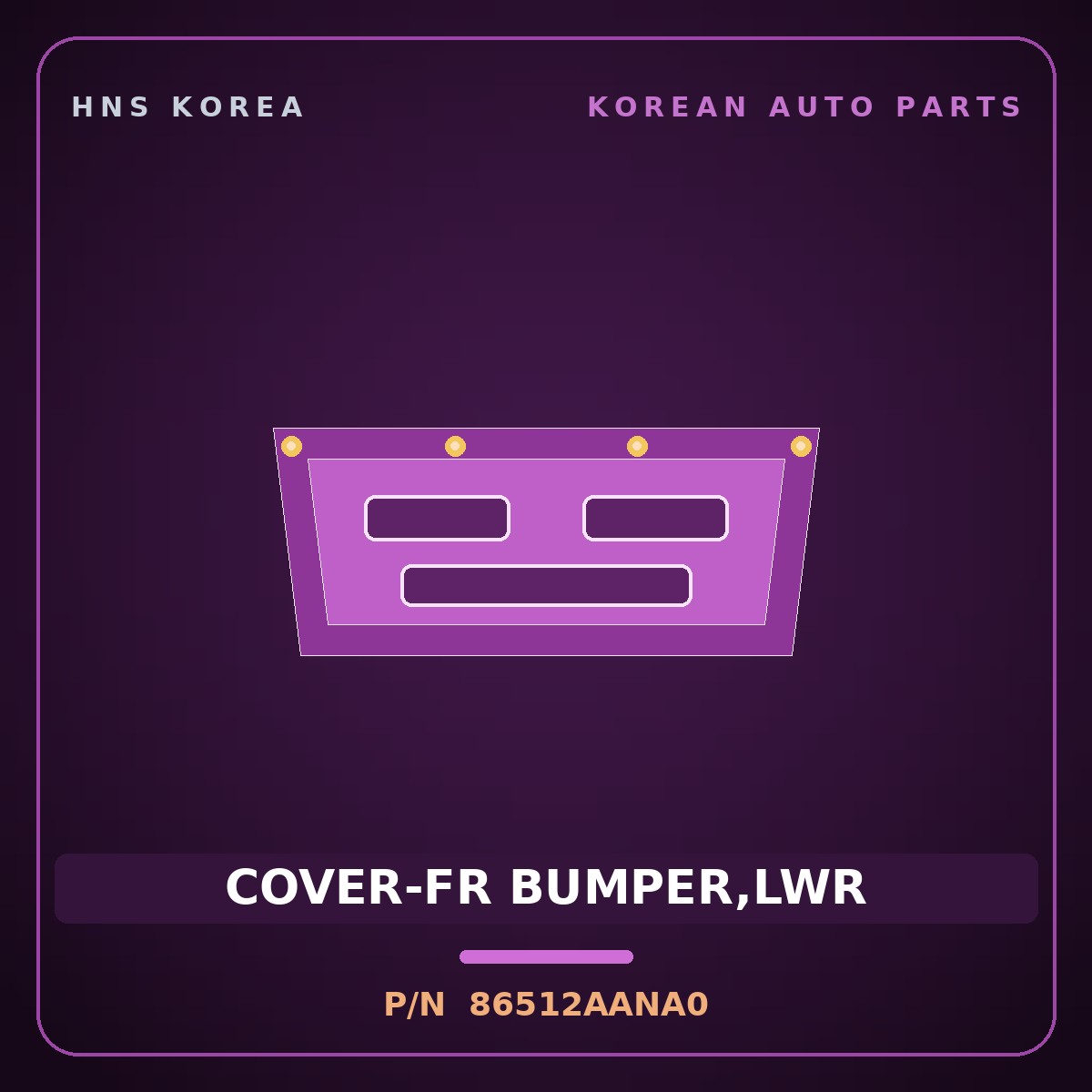 Genuine Mobis COVER-FR BUMPER,LWR 86512AANA0 for Avante 2023 HNS Parts Korea