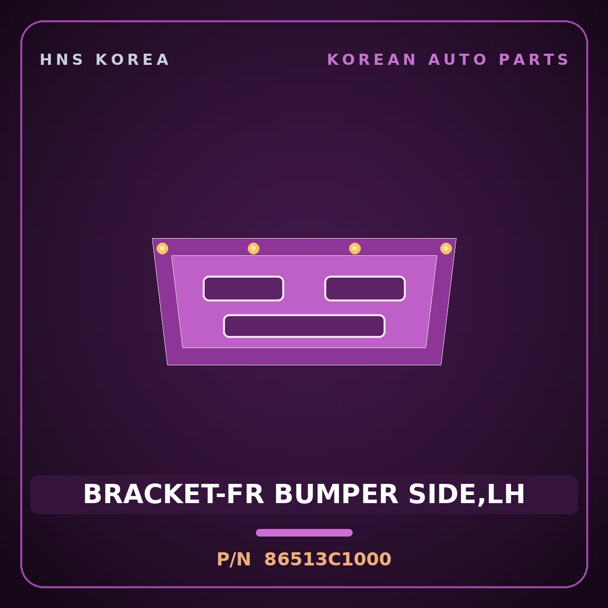 Genuine Mobis BRACKET-FR BUMPER SIDE,LH 86513C1000 for Sonata 2014 HNS Parts Korea