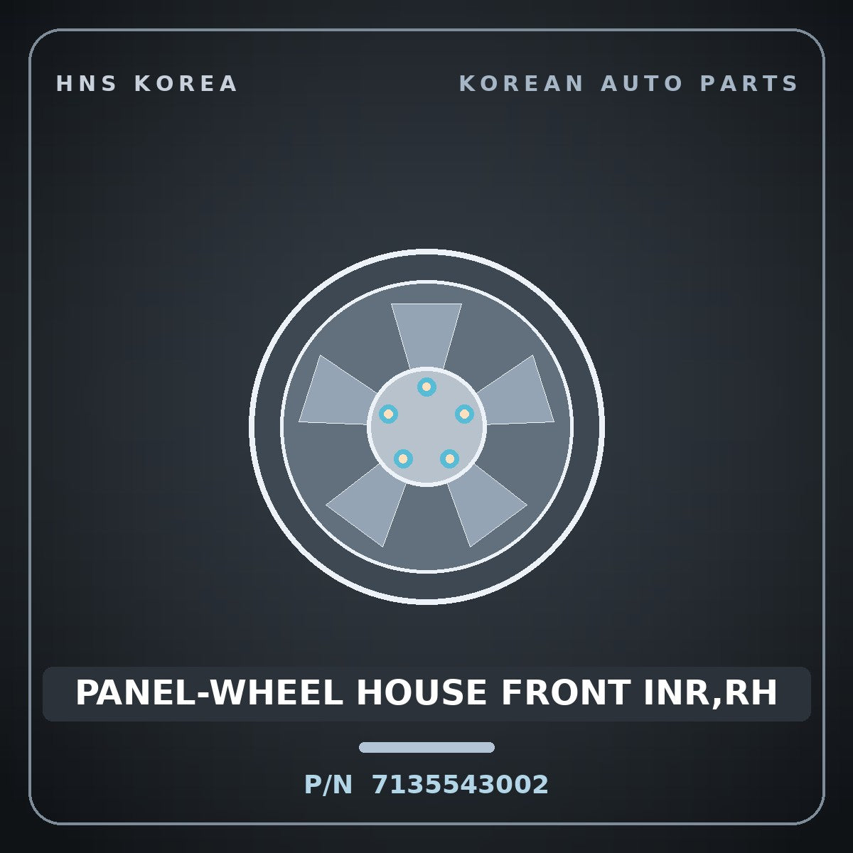 Genuine Mobis PANEL-WHEEL HOUSE FRONT INR,RH 7135543002 for Grace 1995 HNS Parts Korea