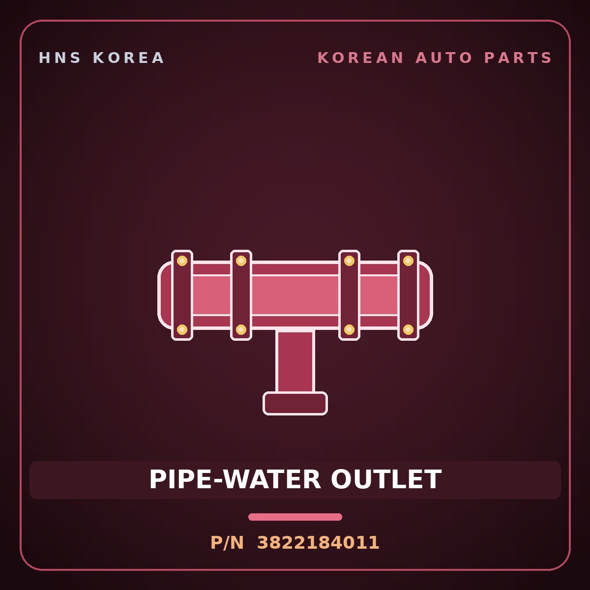 Genuine Mobis PIPE-WATER OUTLET 3822184011 for 11-Ton Truck 2000 HNS Parts Korea