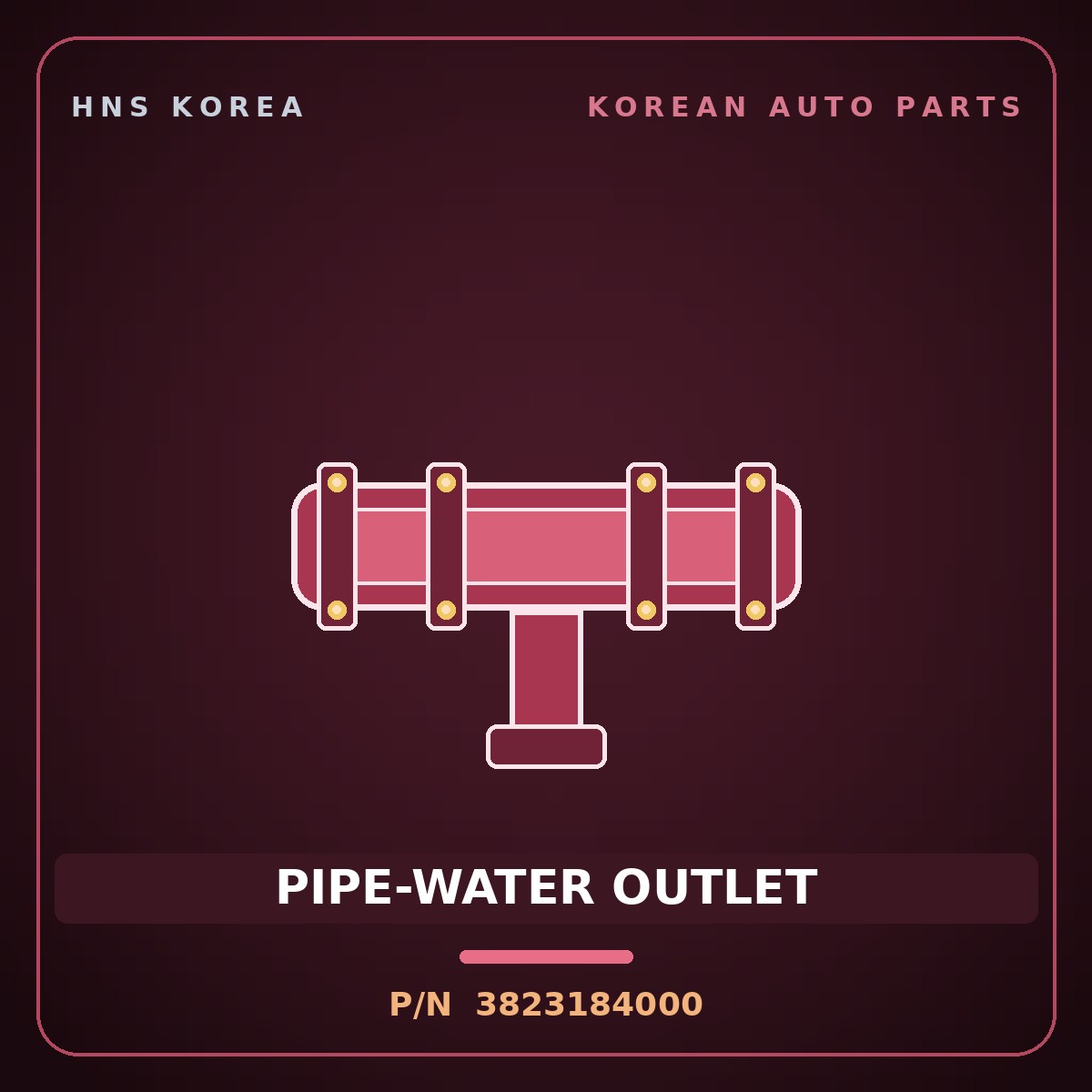 Genuine Mobis PIPE-WATER OUTLET 3823184000 for 11-Ton Truck 1998 HNS Parts Korea
