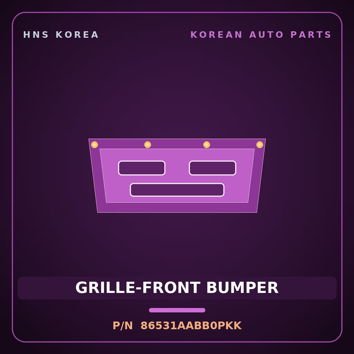 Genuine Mobis GRILLE-FRONT BUMPER 86531AABB0PKK for Avante 2023 HNS Parts Korea