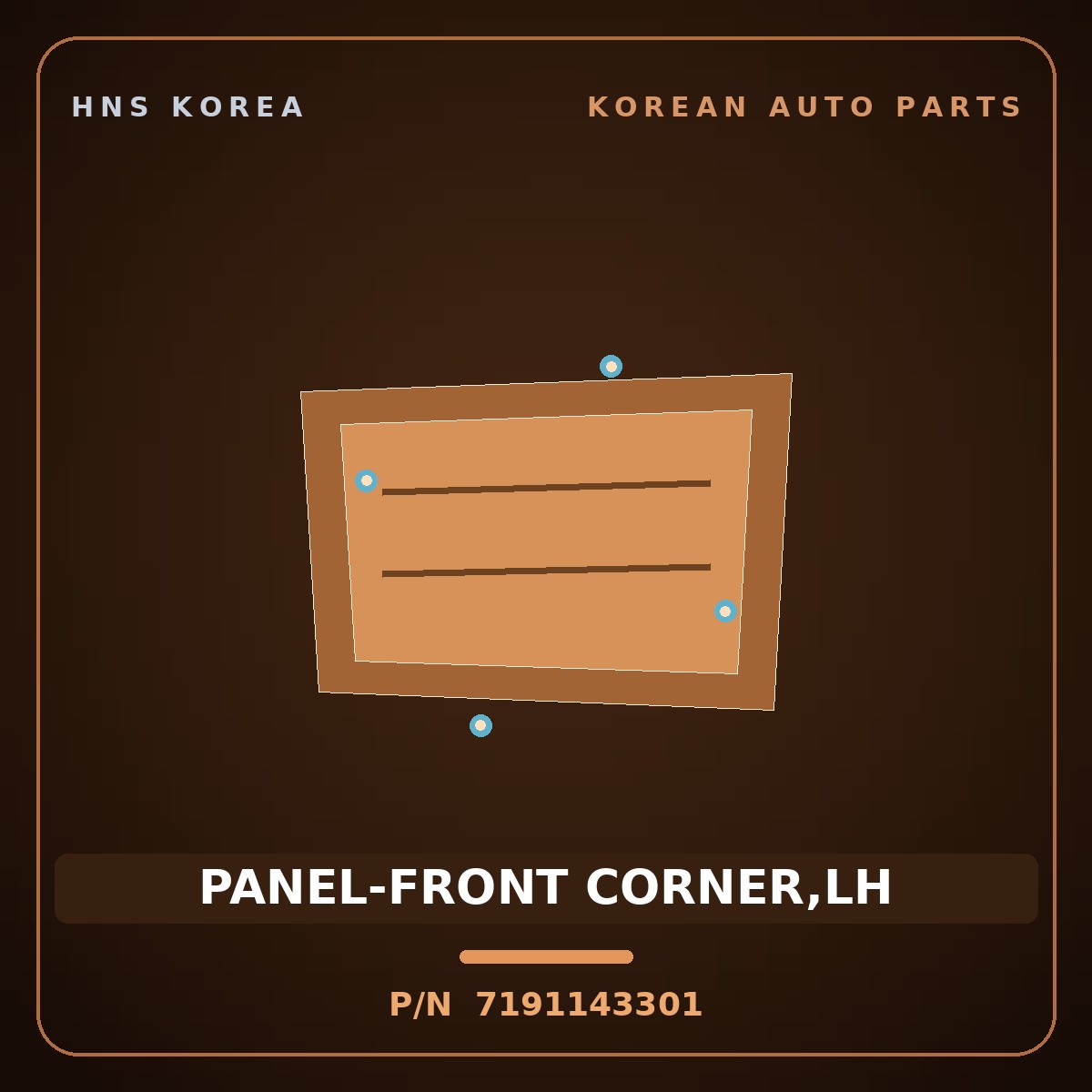 Genuine Mobis PANEL-FRONT CORNER,LH 7191143301 for Grace 1995 HNS Parts Korea