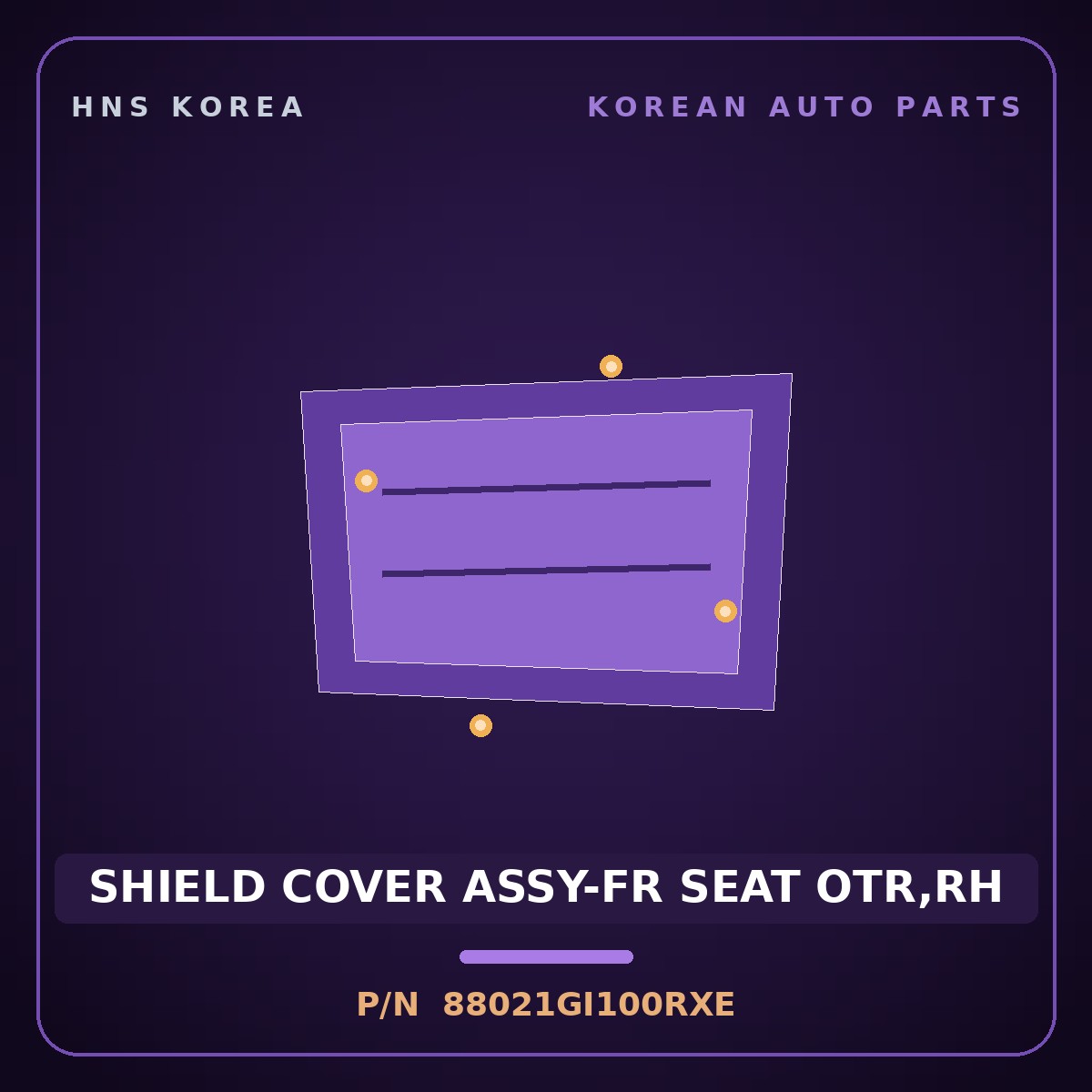 Genuine Mobis SHIELD COVER ASSY-FR SEAT OTR,RH 88021GI100RXE for Ioniq 5 2024 HNS Parts Korea