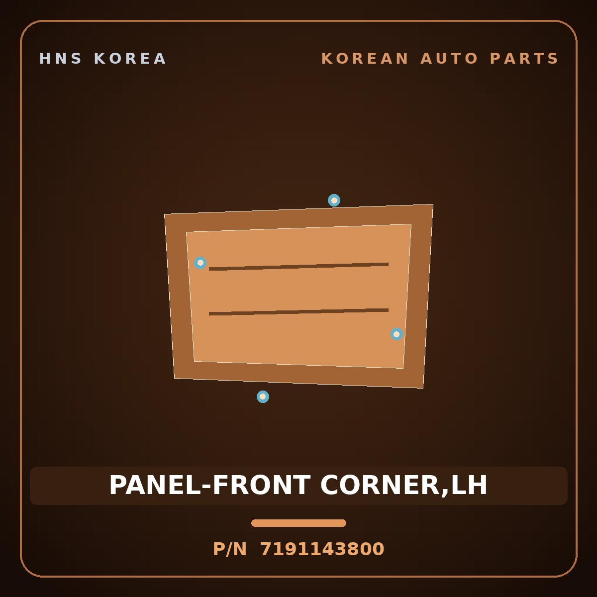 Genuine Mobis PANEL-FRONT CORNER,LH 7191143800 for Grace 1995 HNS Parts Korea