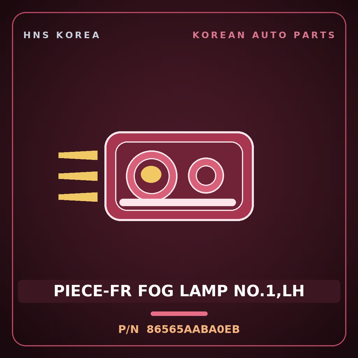 Genuine Mobis PIECE-FR FOG LAMP NO.1,LH 86565AABA0EB for Avante 2023 HNS Parts Korea