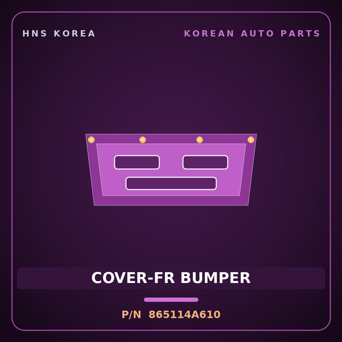 Genuine Mobis COVER-FR BUMPER 865114A610 for Starex 2004 HNS Parts Korea