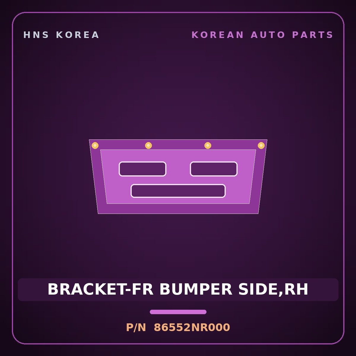 Genuine Mobis BRACKET-FR BUMPER SIDE,RH 86552NR000 for Tucson 2026 HNS Parts Korea