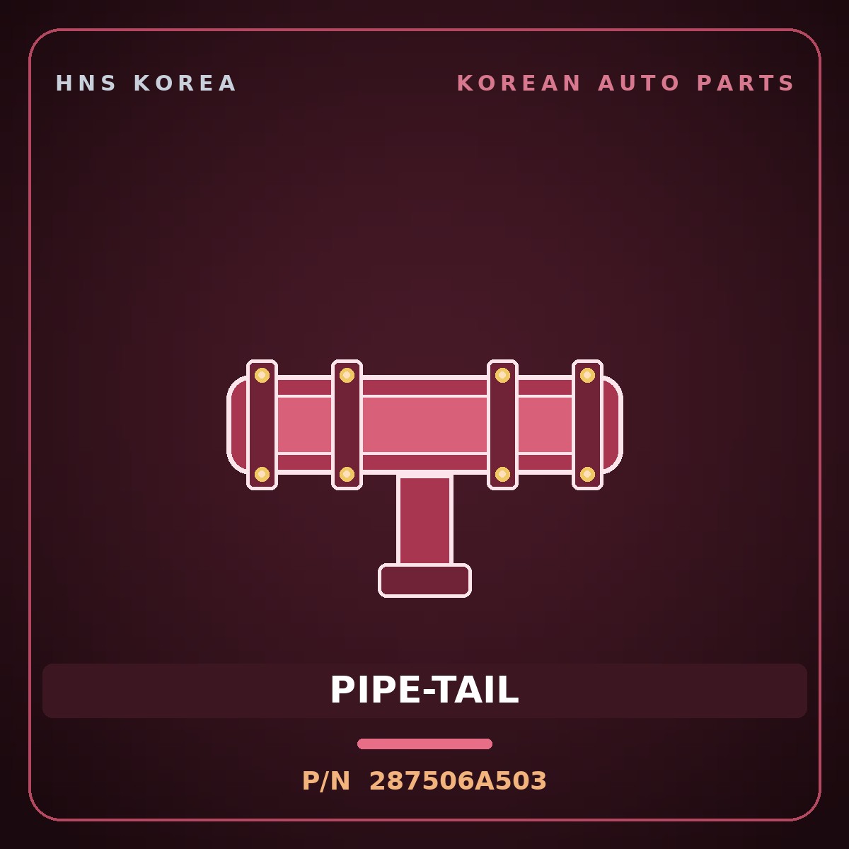 Genuine Mobis PIPE-TAIL 287506A503 for 5-Ton Truck 1997 HNS Parts Korea