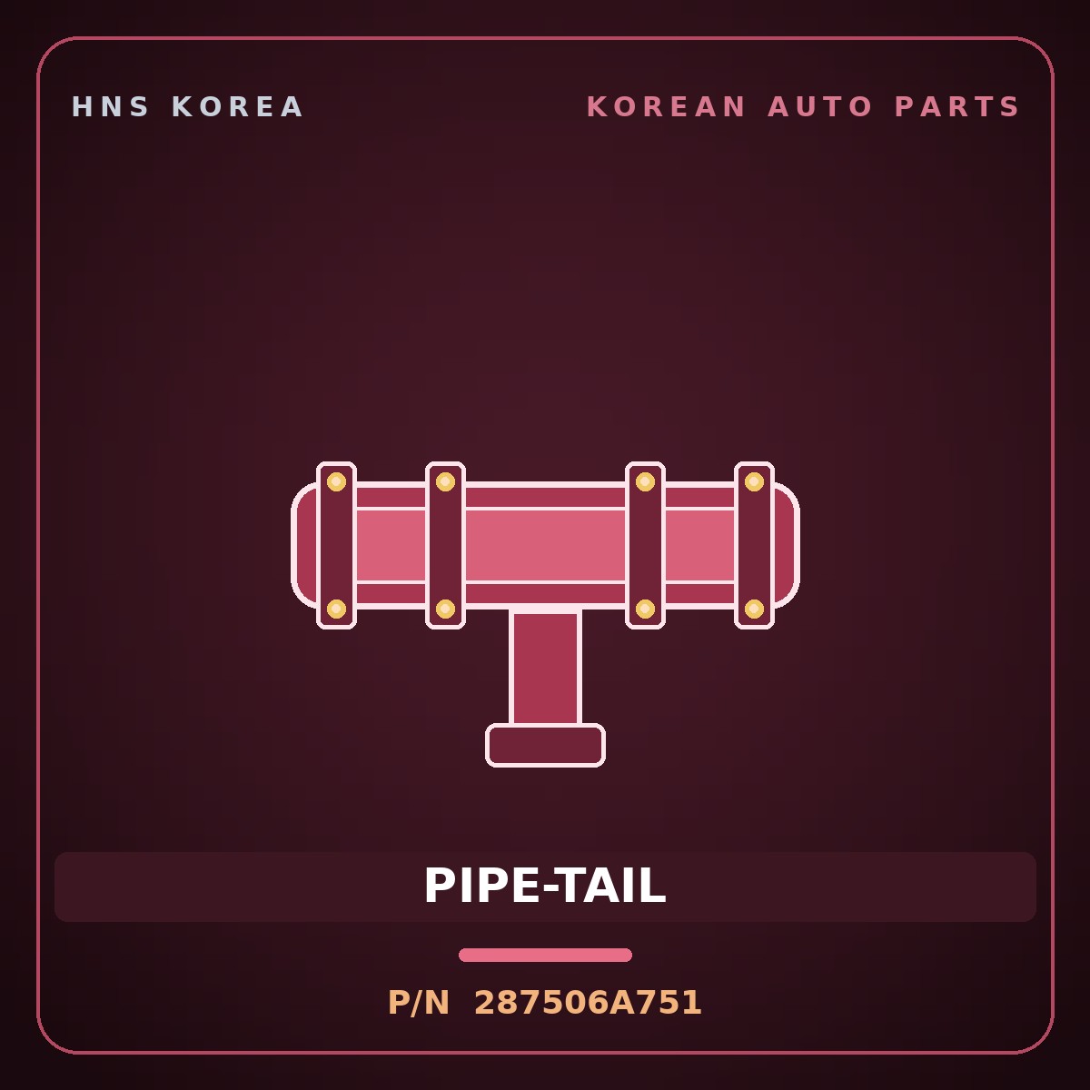 Genuine Mobis PIPE-TAIL 287506A751 for 5-Ton Truck 1997 HNS Parts Korea