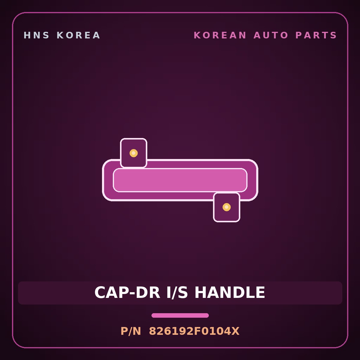Genuine Mobis CAP-DR I/S HANDLE 826192F0104X for BlueOn 2011 HNS Parts Korea