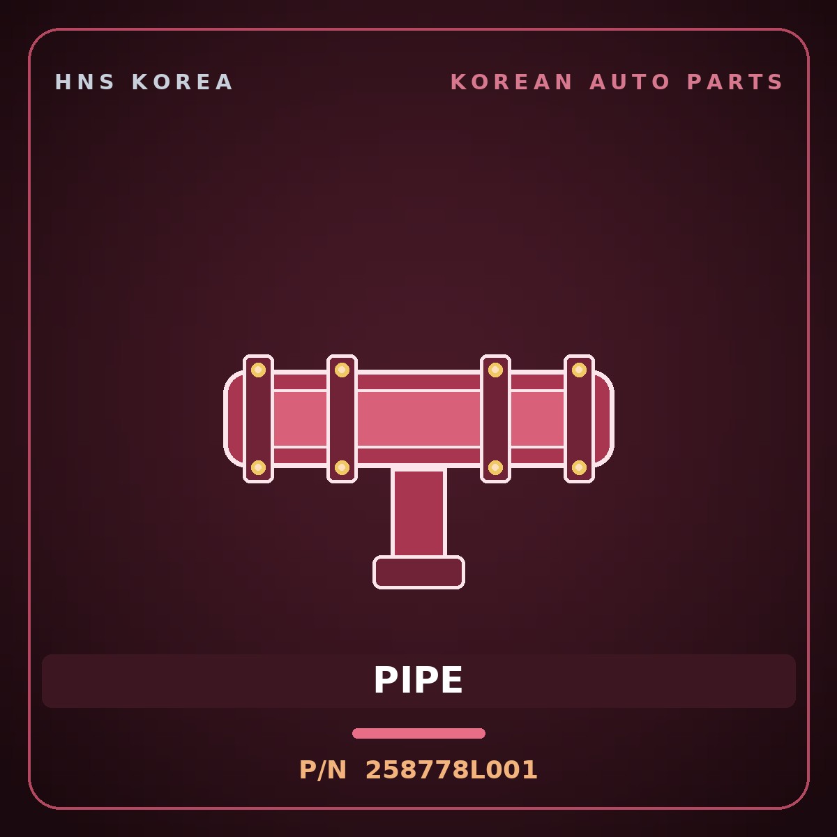 Genuine Mobis PIPE 258778L001 for Elec City 2019 HNS Parts Korea