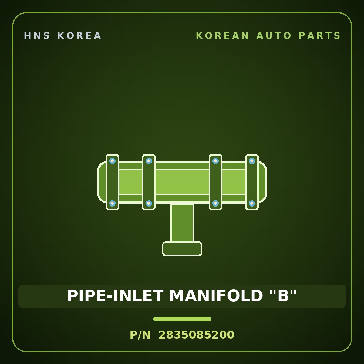 Genuine Mobis PIPE-INLET MANIFOLD "B" 2835085200 for Aero City 2008 HNS Parts Korea