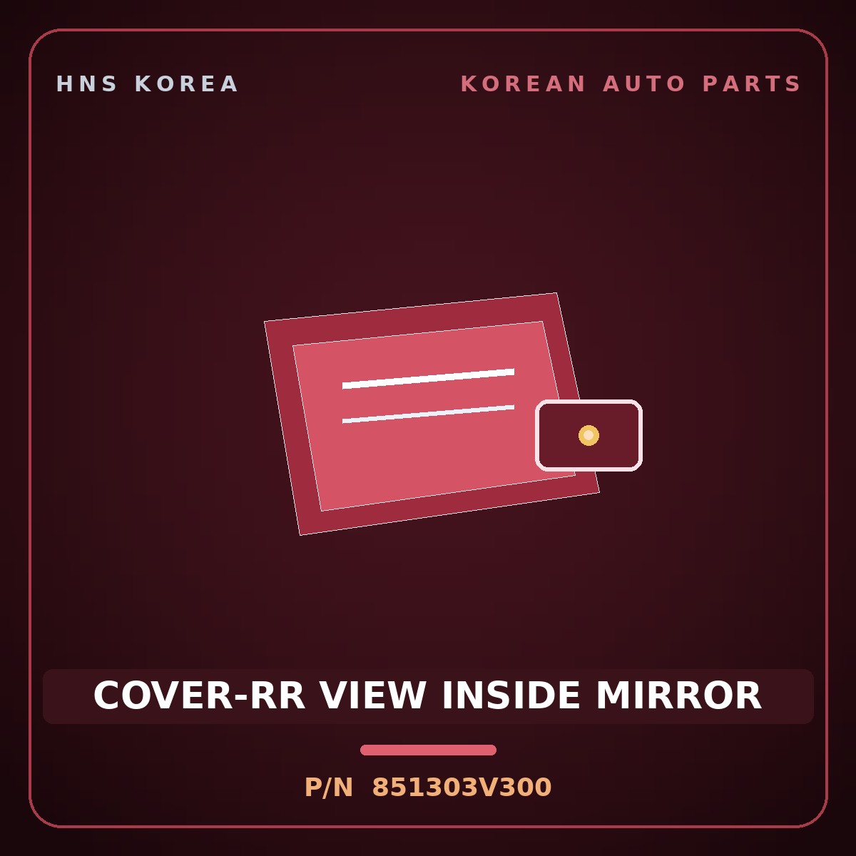 Genuine Mobis COVER-RR VIEW INSIDE MIRROR 851303V300 for Aslan 2011 HNS Parts Korea