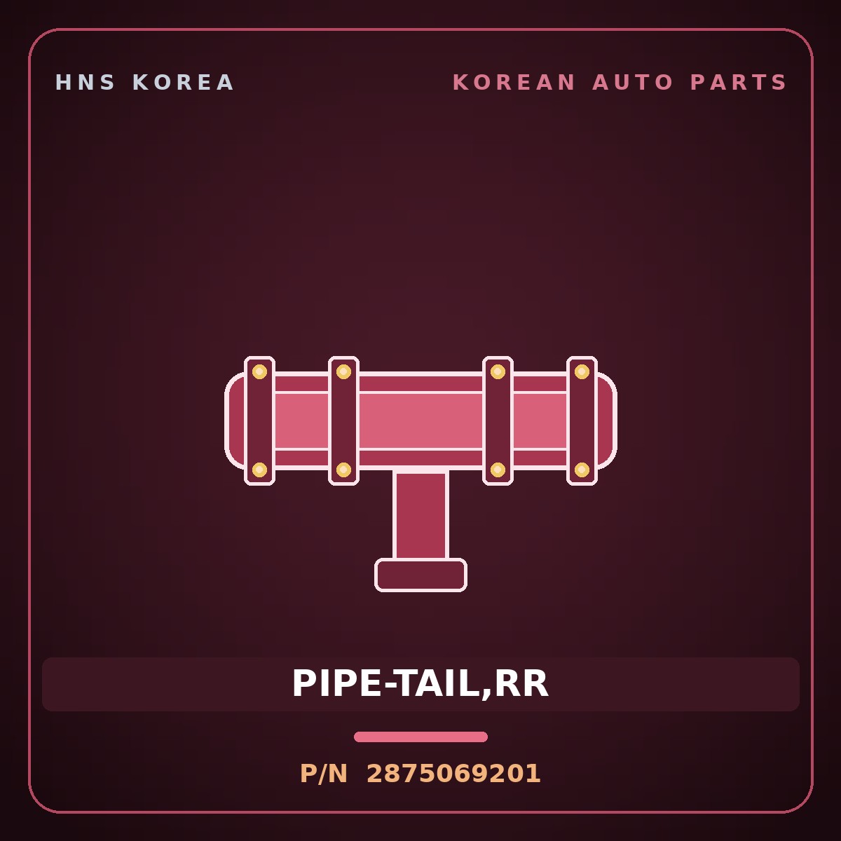 Genuine Mobis PIPE-TAIL,RR 2875069201 for 8-Ton Truck 1998 HNS Parts Korea