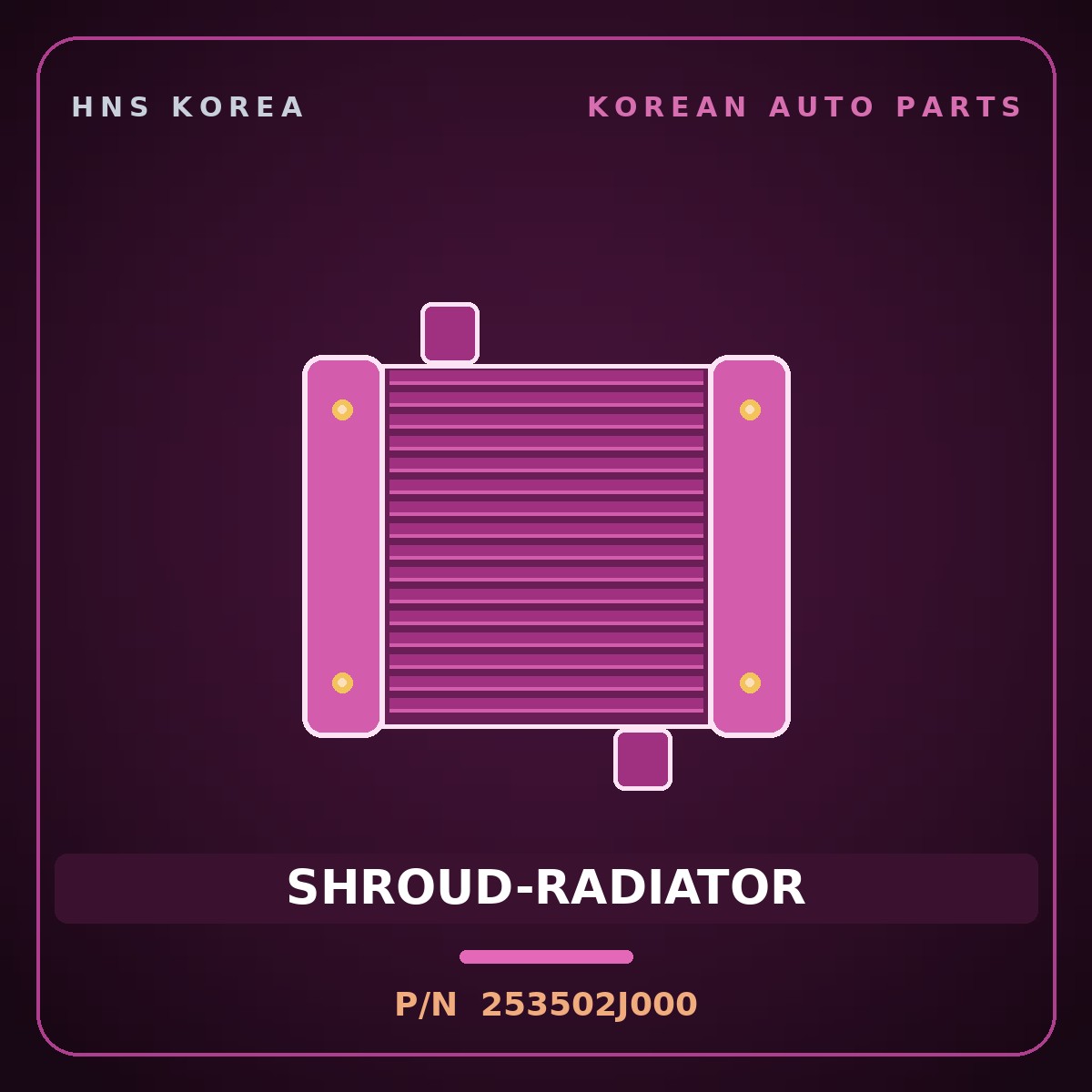 Genuine Mobis SHROUD-RADIATOR 253502J000 for Mohave 2007 HNS Parts Korea